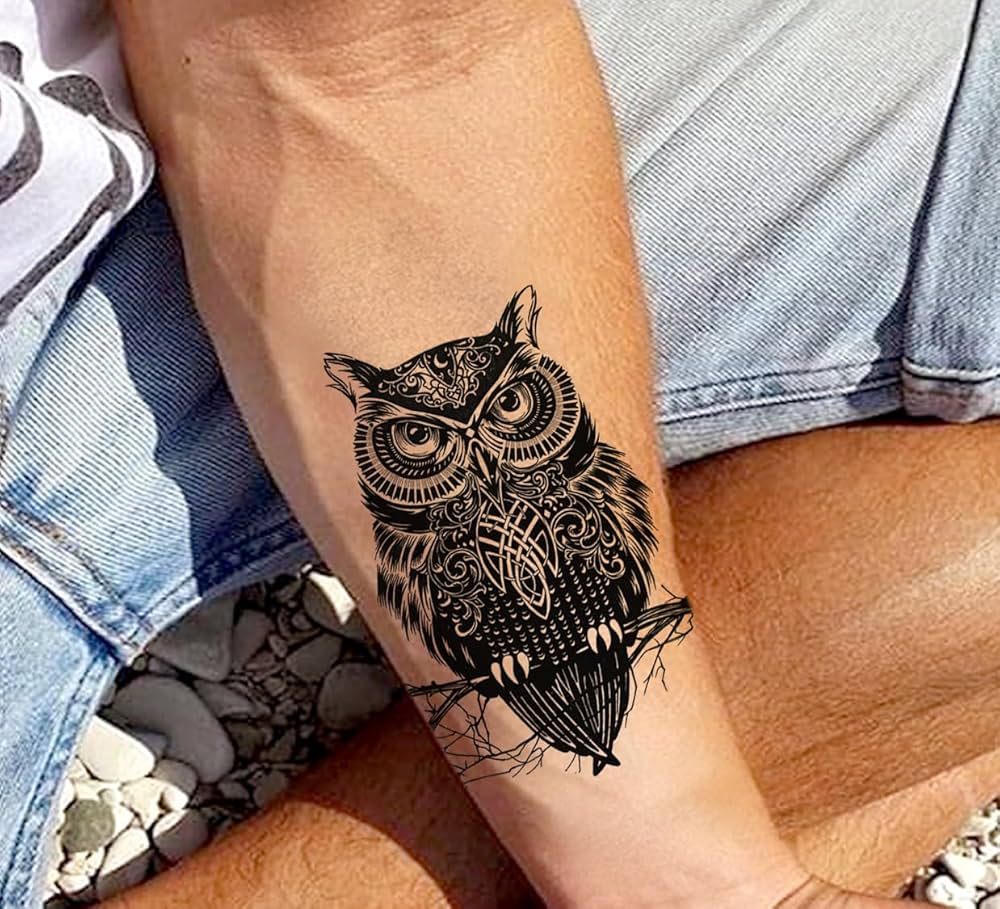 creative owl neck tattoo ideas for men