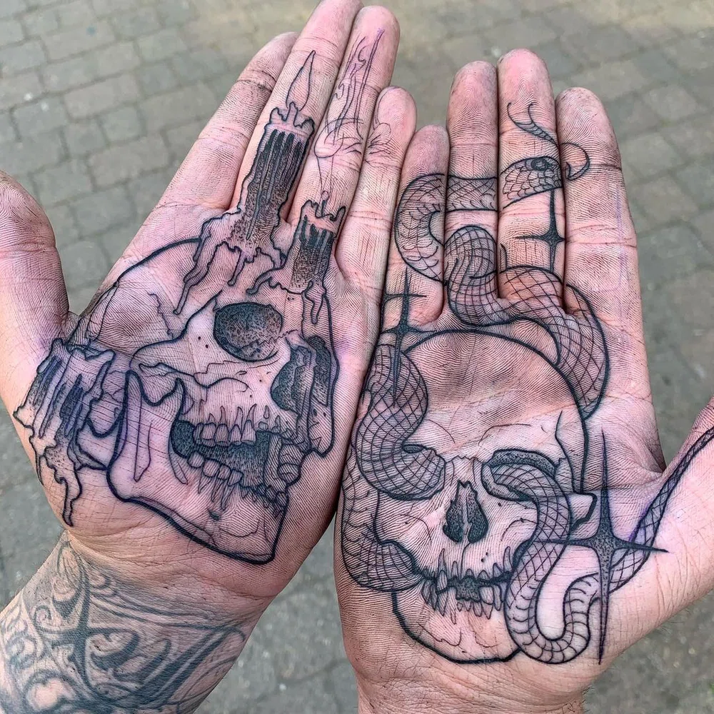 creative palm tattoos for men