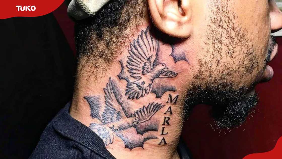 creative placements for dove neck tattoos for men