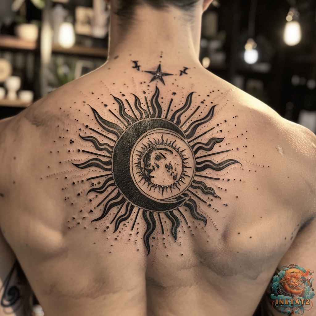 creative sun and moon tattoos ideas for men