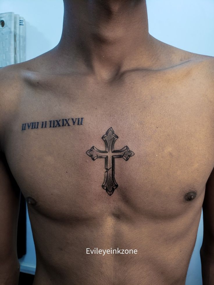 Cross chest tattoos for men