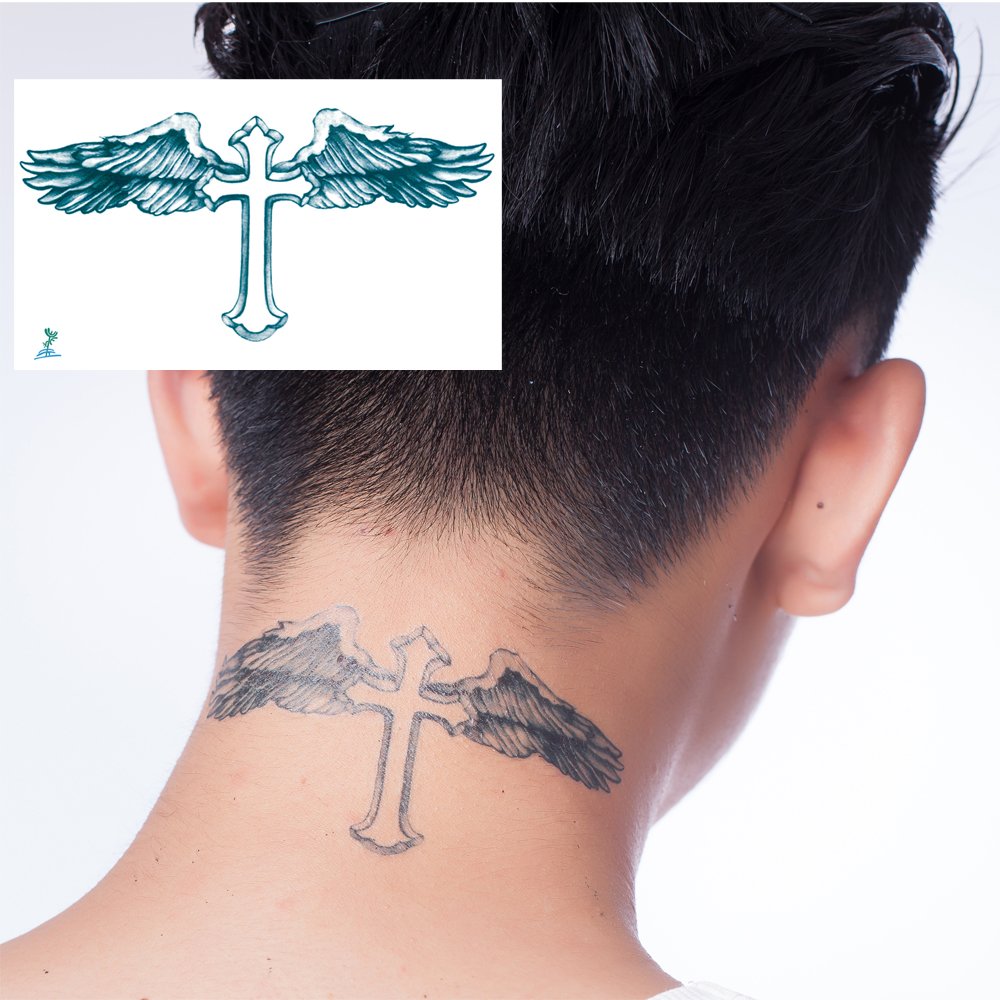 Cross neck tattoos for men designs