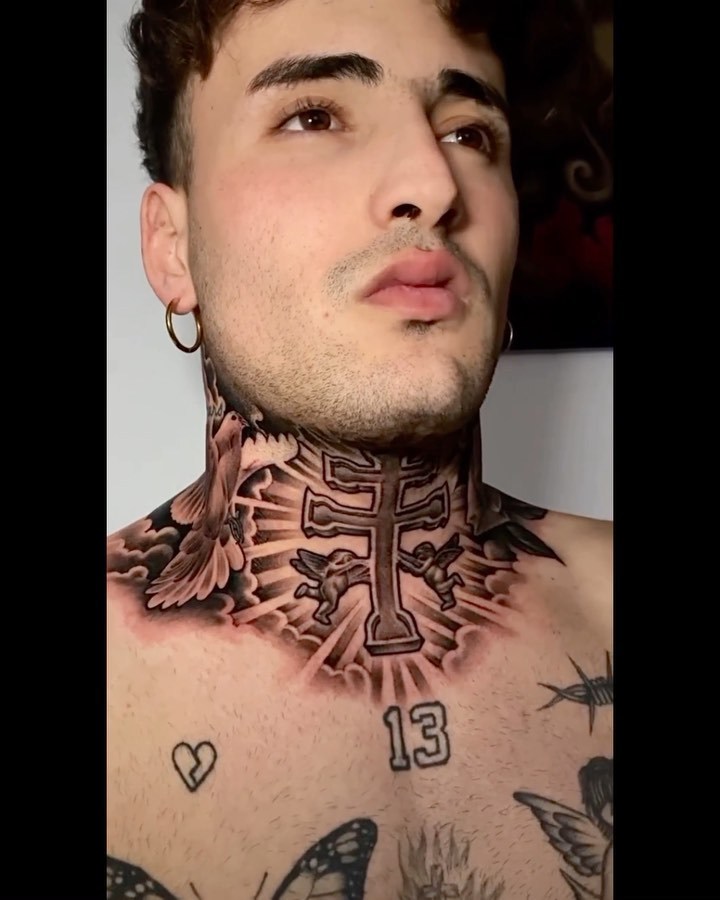 Cross neck tattoos for men 0019