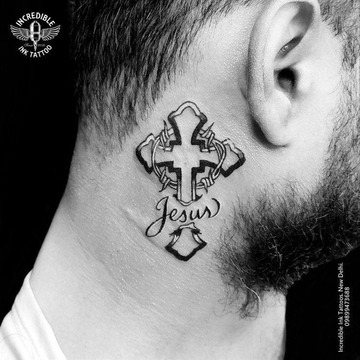 Cross neck tattoos for men 0050