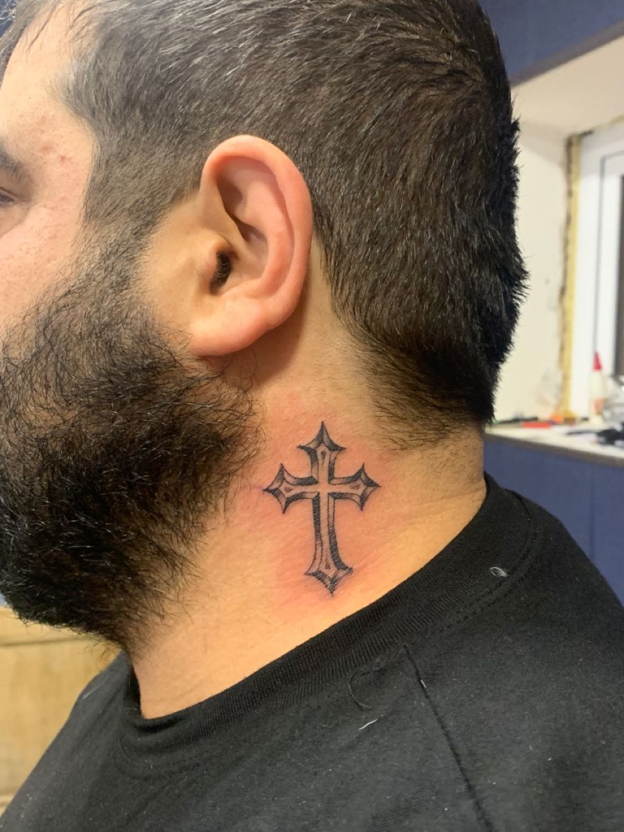 Cross neck tattoos for men 0059