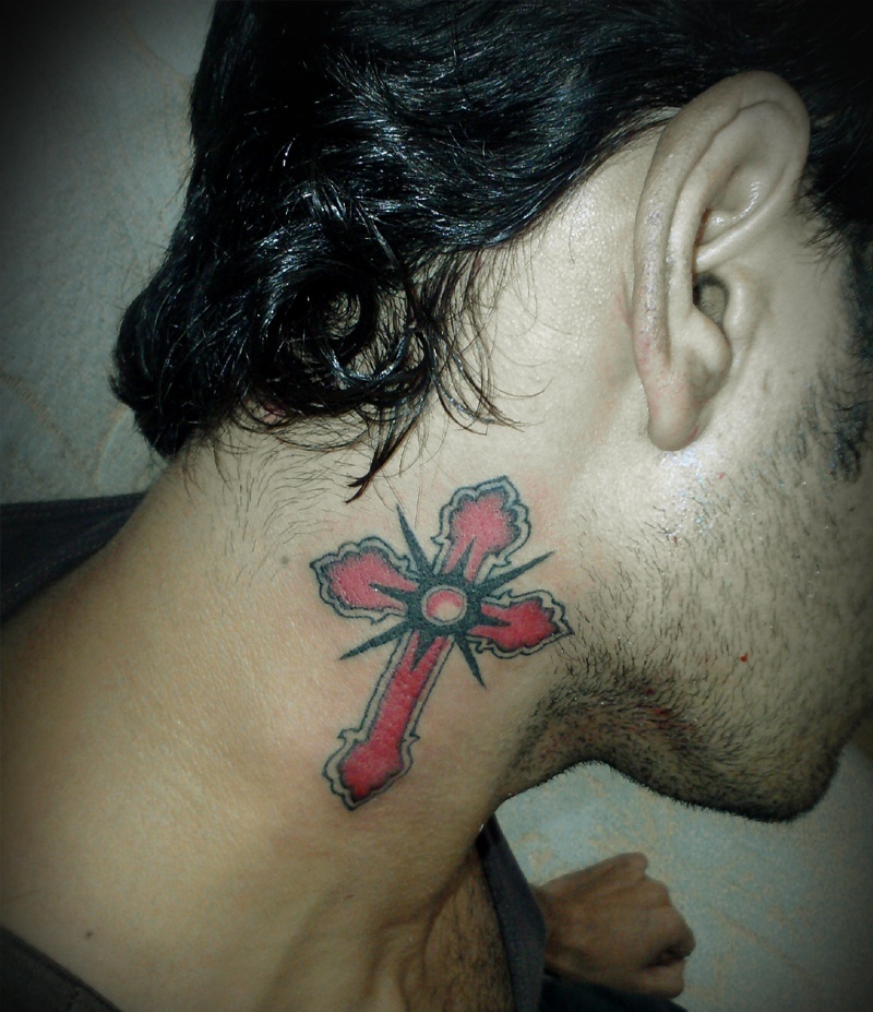 Cross neck tattoos for men 0098