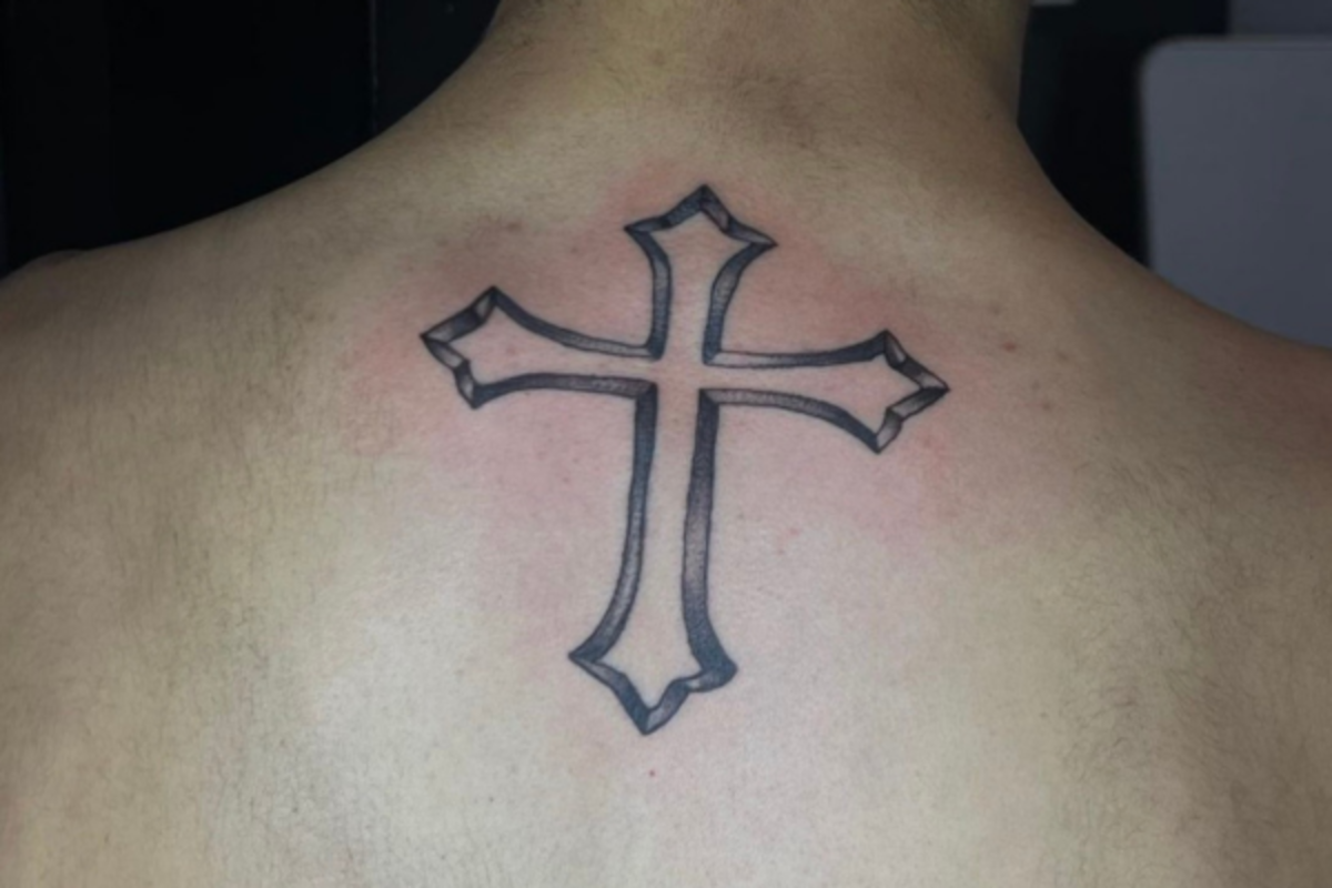 Cross tattoos for men on back meaning