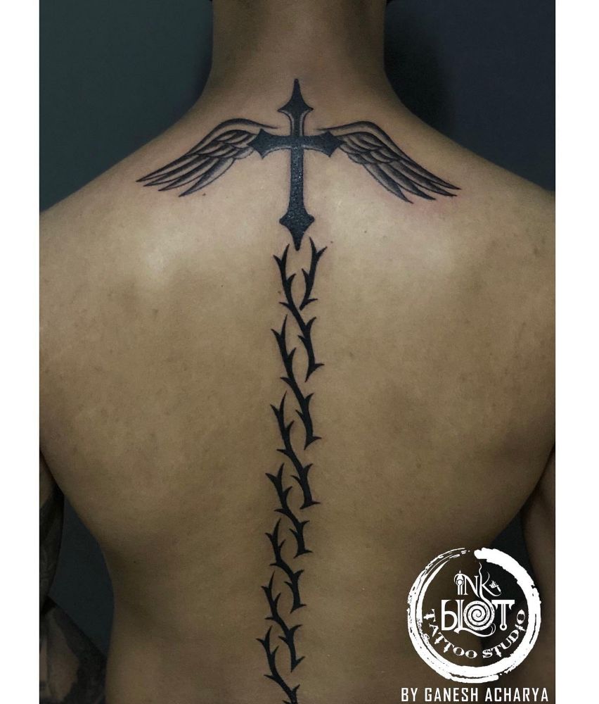 Cross tattoos for men on back 0020