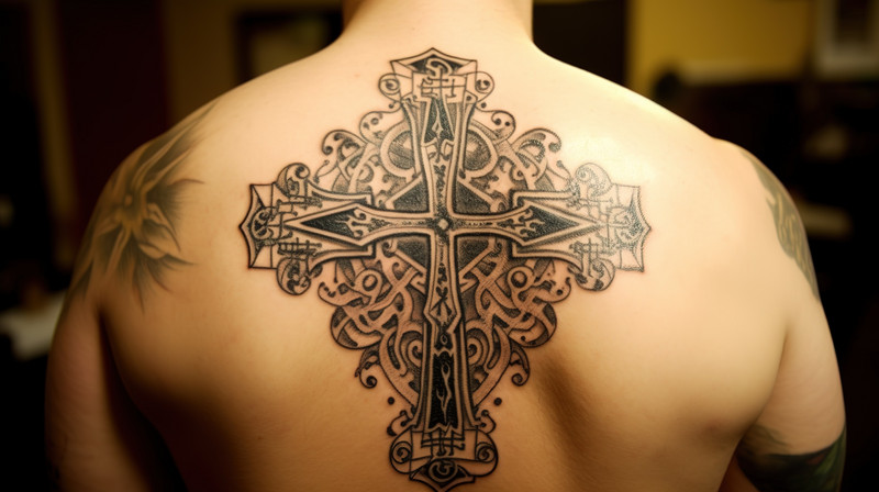 Cross tattoos for men on back 0021