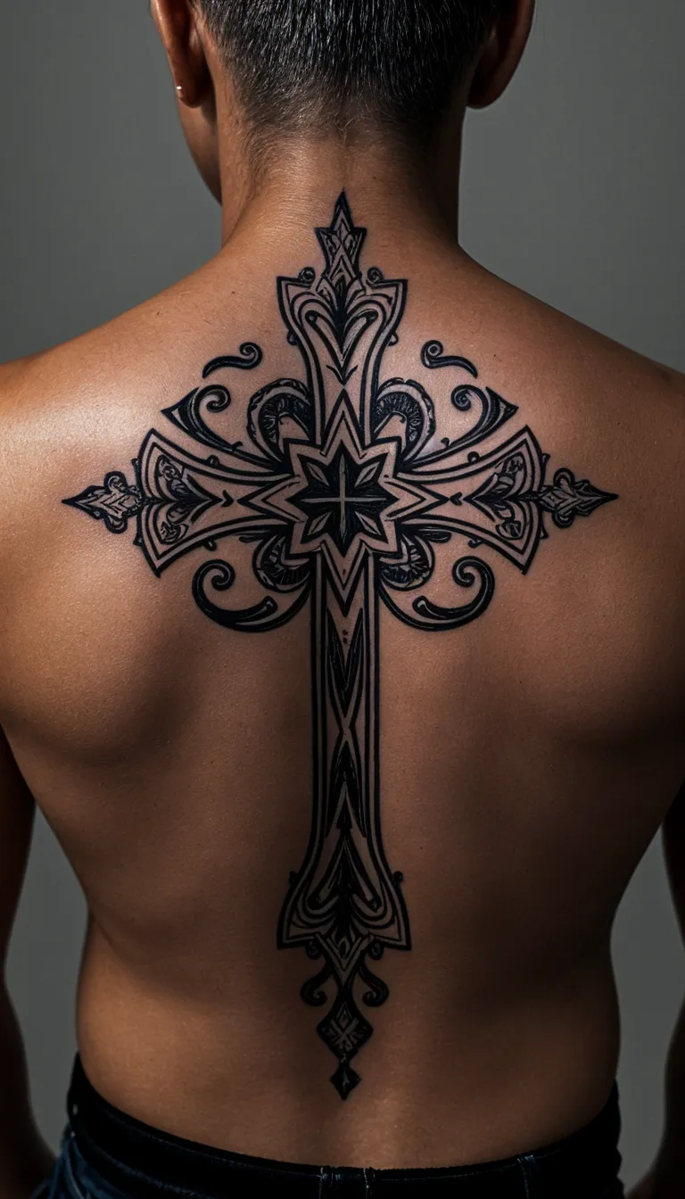 Cross tattoos for men on back 0029