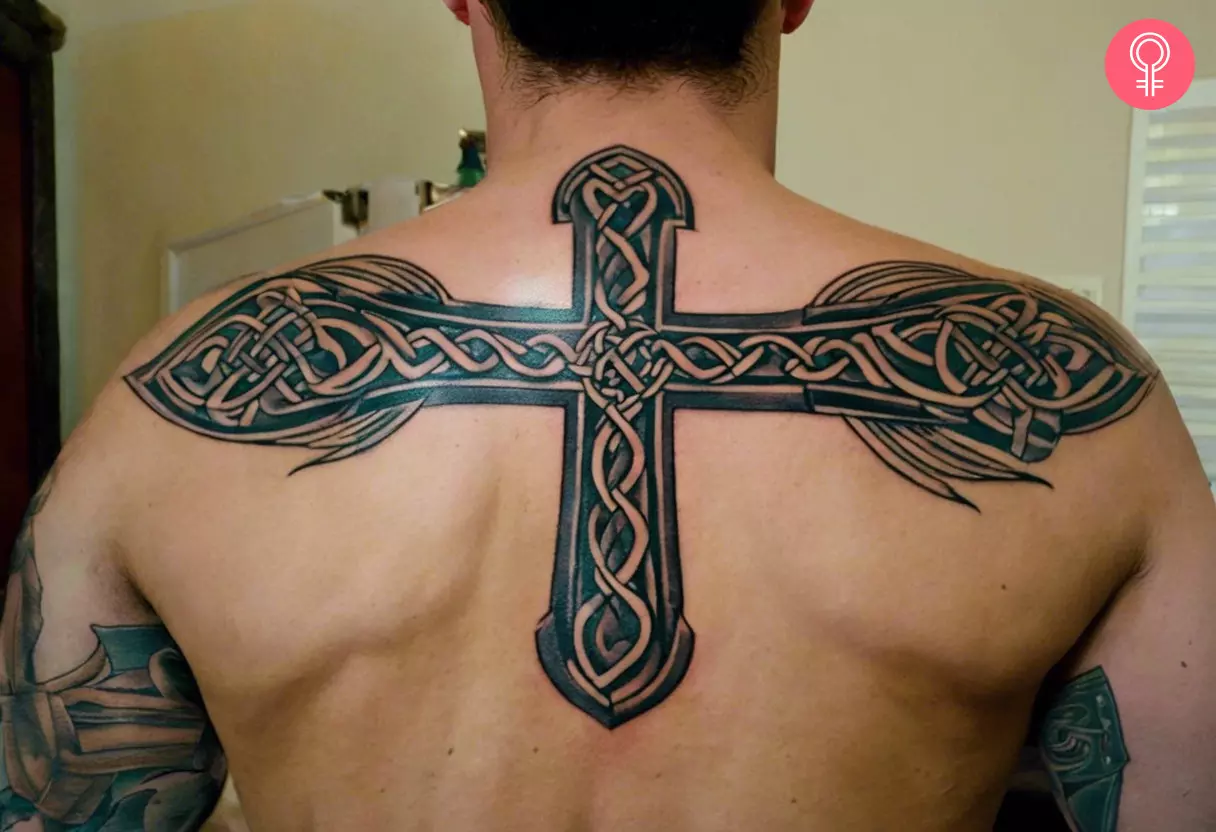 Cross tattoos for men on back 0035