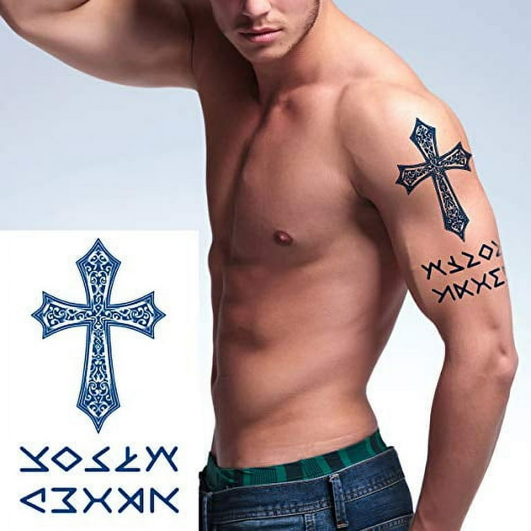 Cross tattoos for men on back 0037