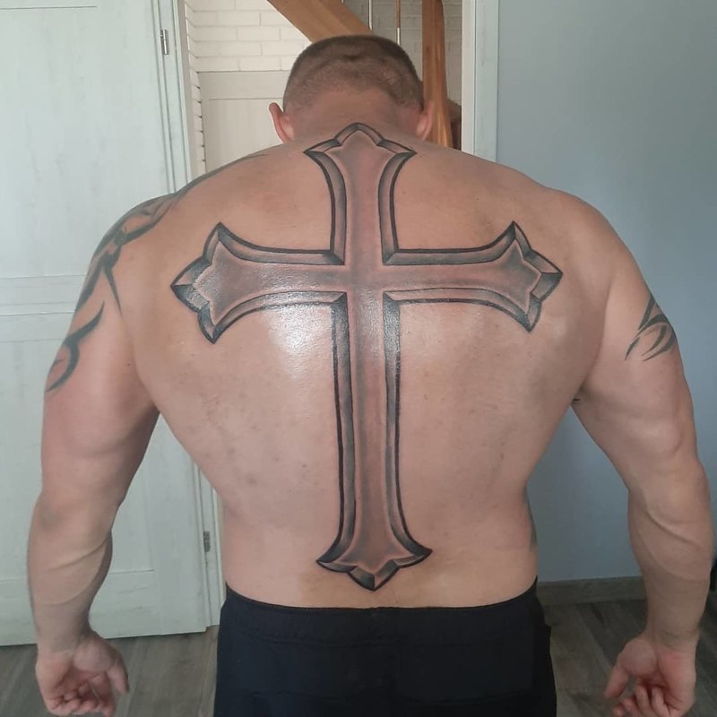 Cross tattoos for men on back 0052