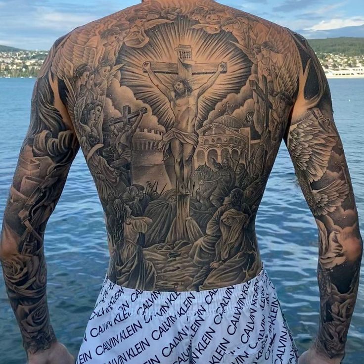 Cross tattoos for men on back 0074