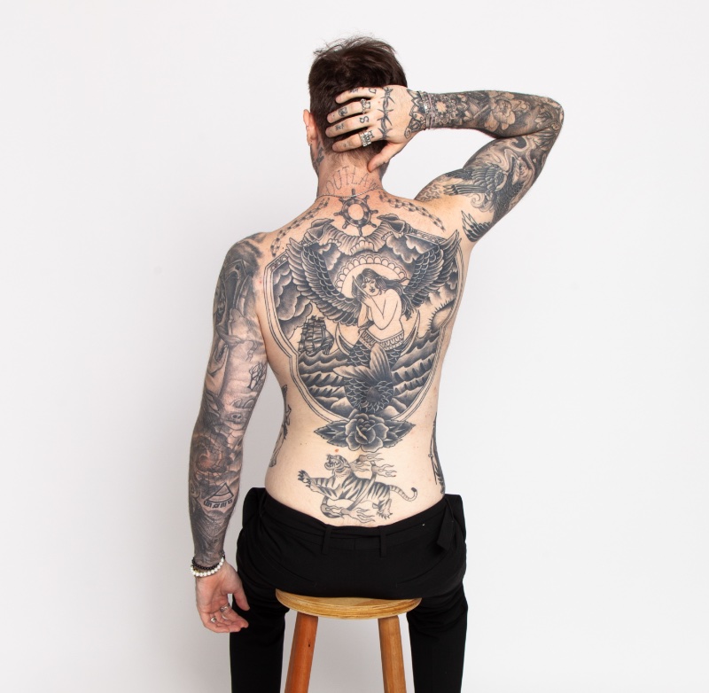 Cross tattoos for men on back 0075