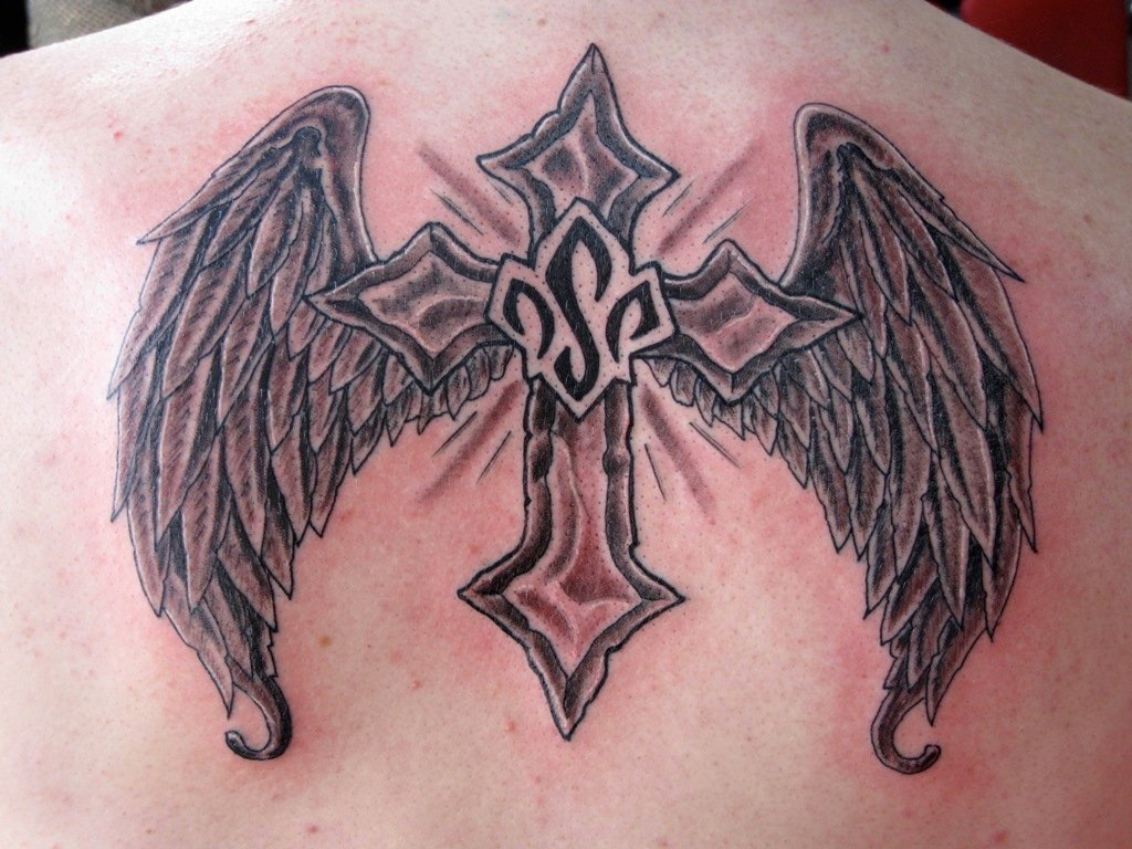 Cross tattoos for men on back 0078