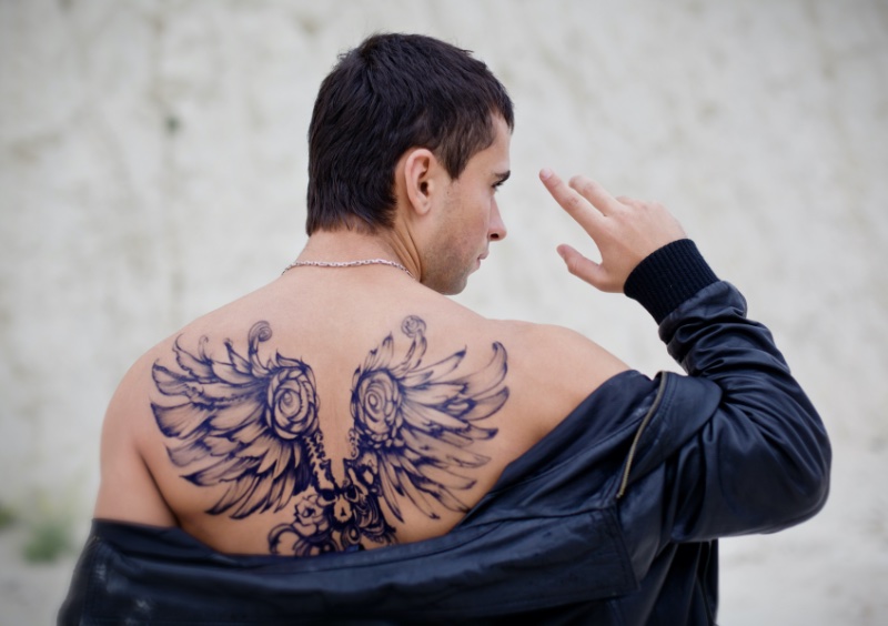 Cross tattoos for men on back 0084