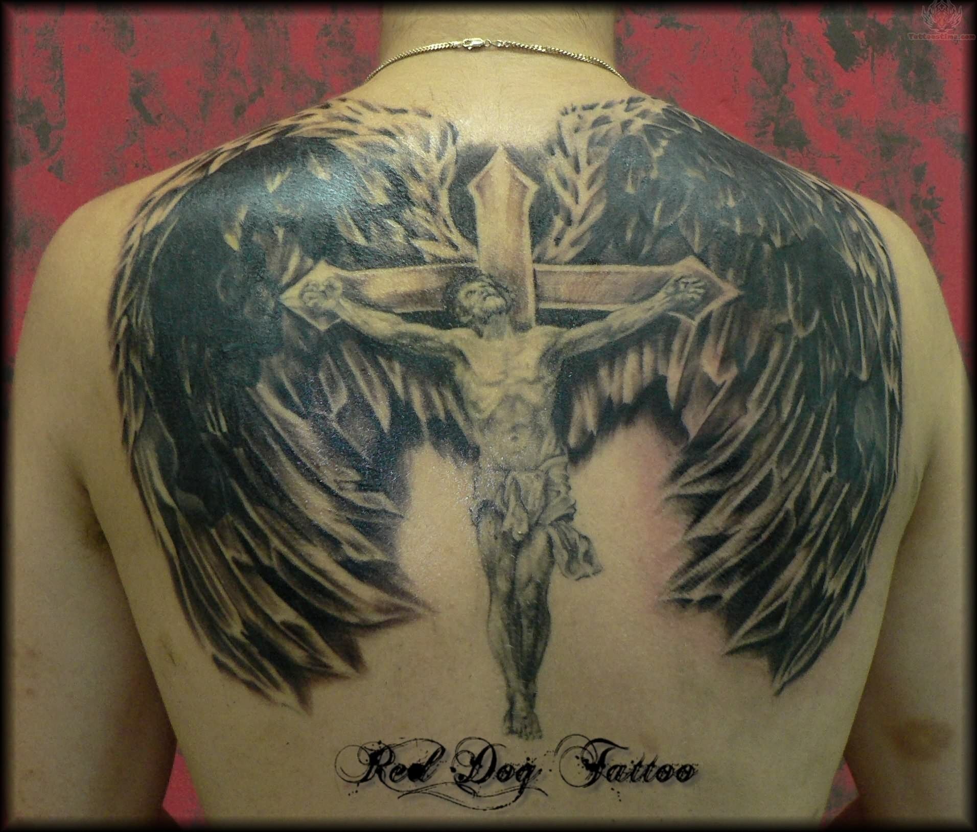 Cross tattoos for men on back 0089