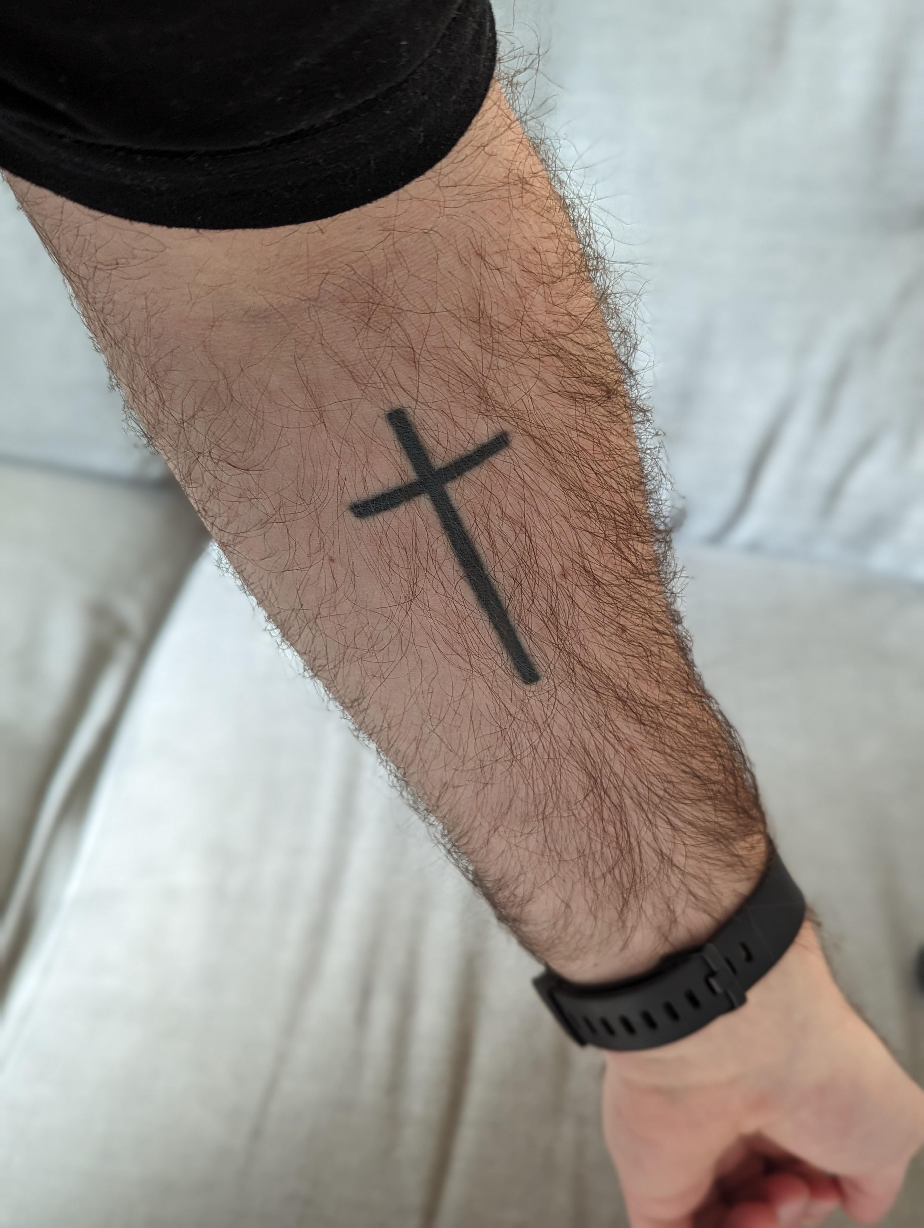 Cross tattoos for men shoulder designs