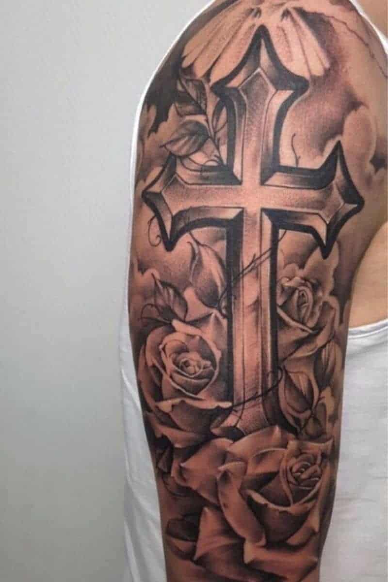 Cross tattoos for men shoulder 0013