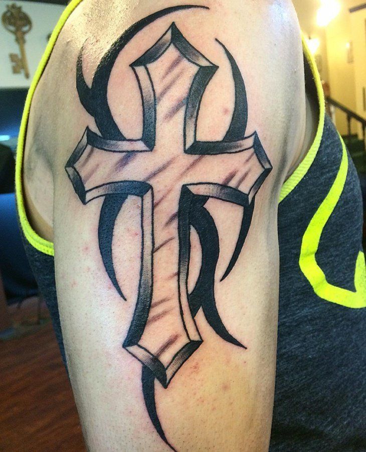 Cross tattoos for men shoulder 0087