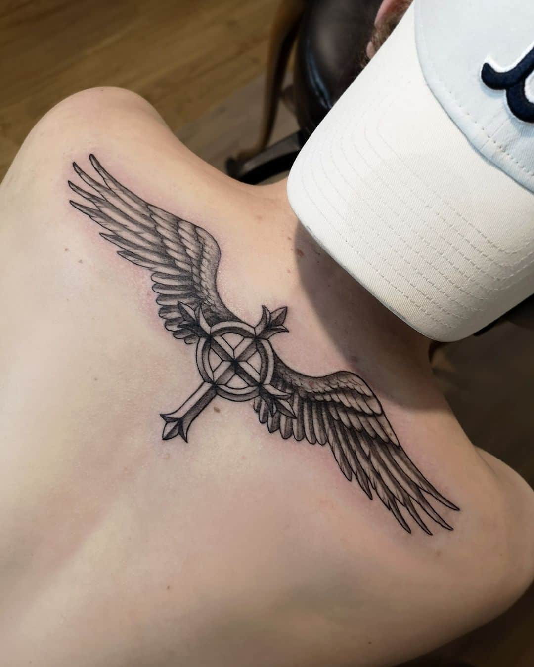 Cross with wings tattoos for men 0014