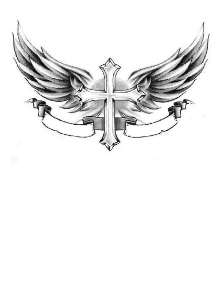 Cross with wings tattoos for men 0016