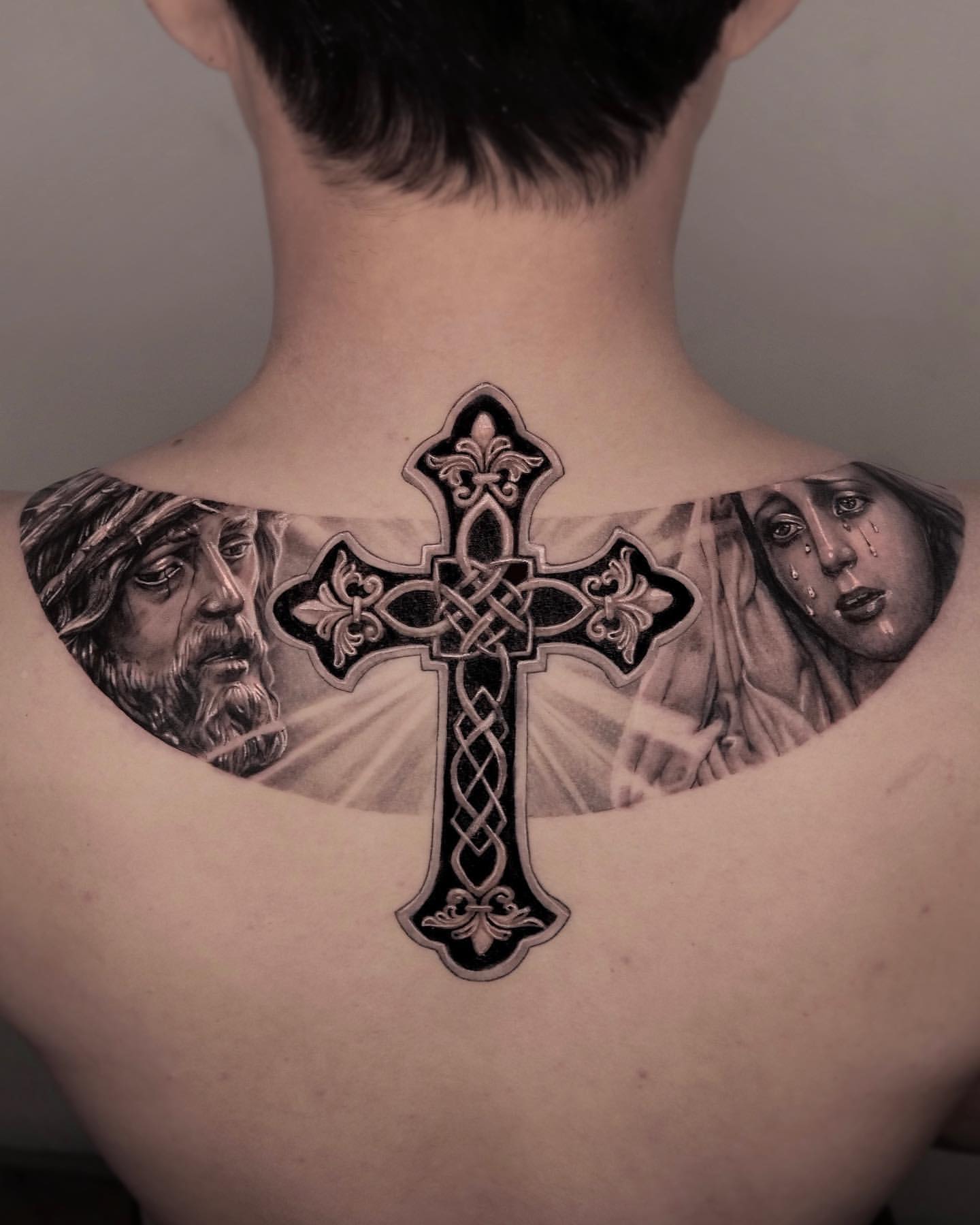 Cross with wings tattoos for men 0017