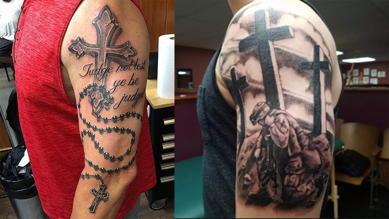 Cross with wings tattoos for men 0019