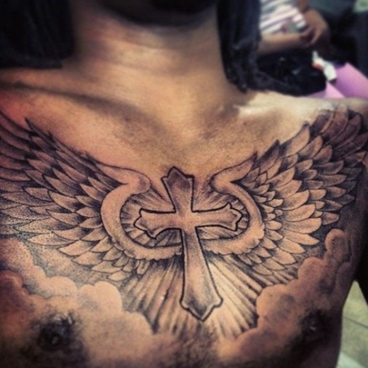 Cross with wings tattoos for men 0023