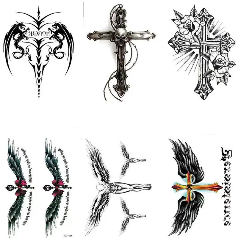 Cross with wings tattoos for men 0026