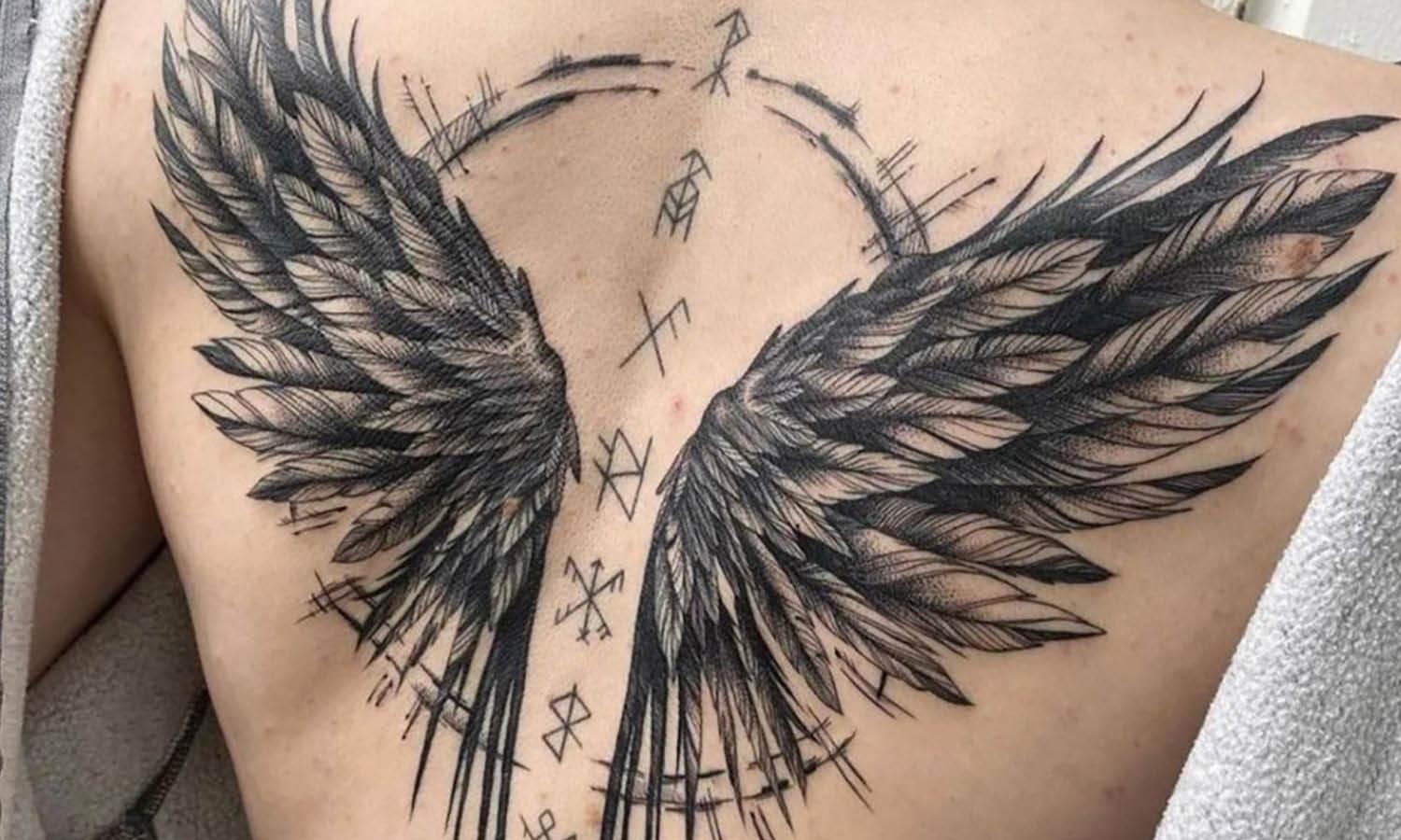 Cross with wings tattoos for men 0031