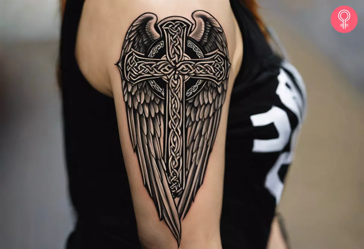 Cross with wings tattoos for men 0033