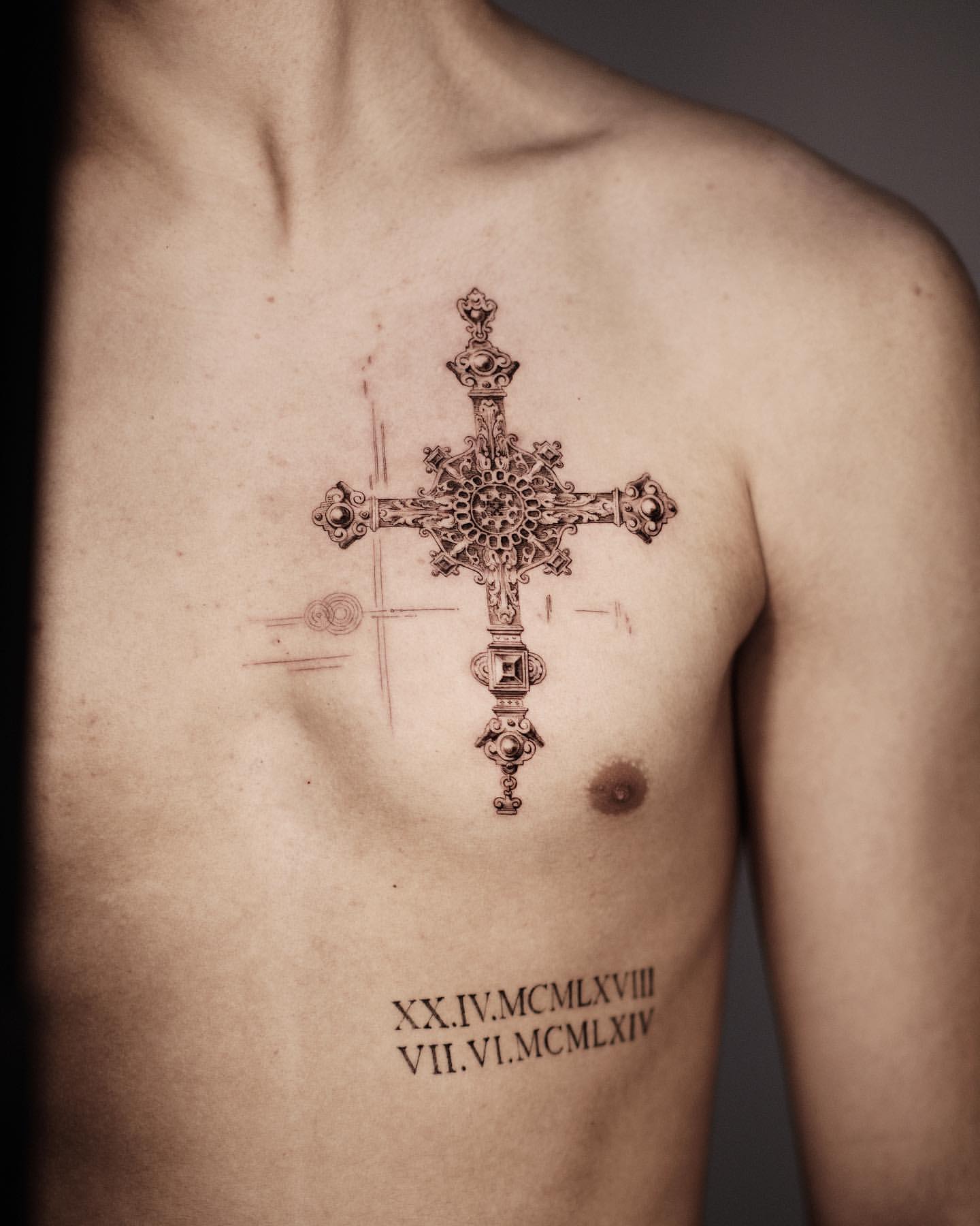 Cross with wings tattoos for men 0035