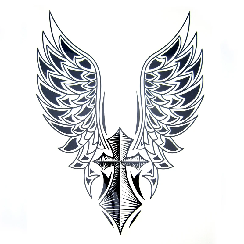 Cross with wings tattoos for men 0036