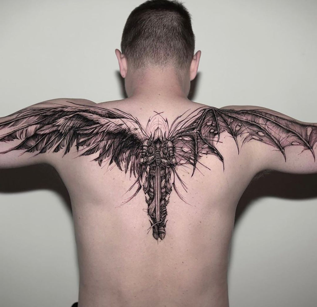 Cross with wings tattoos for men 0037