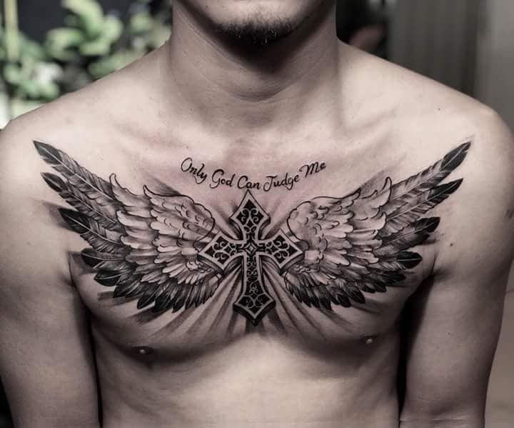 Cross with wings tattoos for men 0052