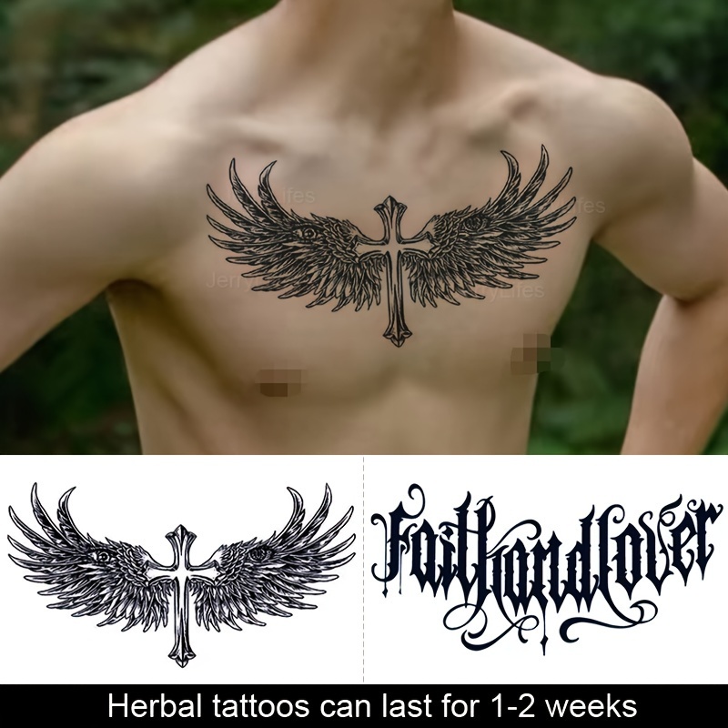 Cross with wings tattoos for men 0057