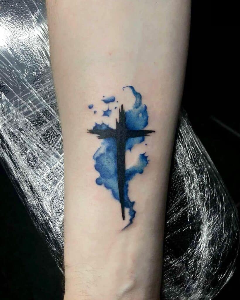 Cross with wings tattoos for men 0068