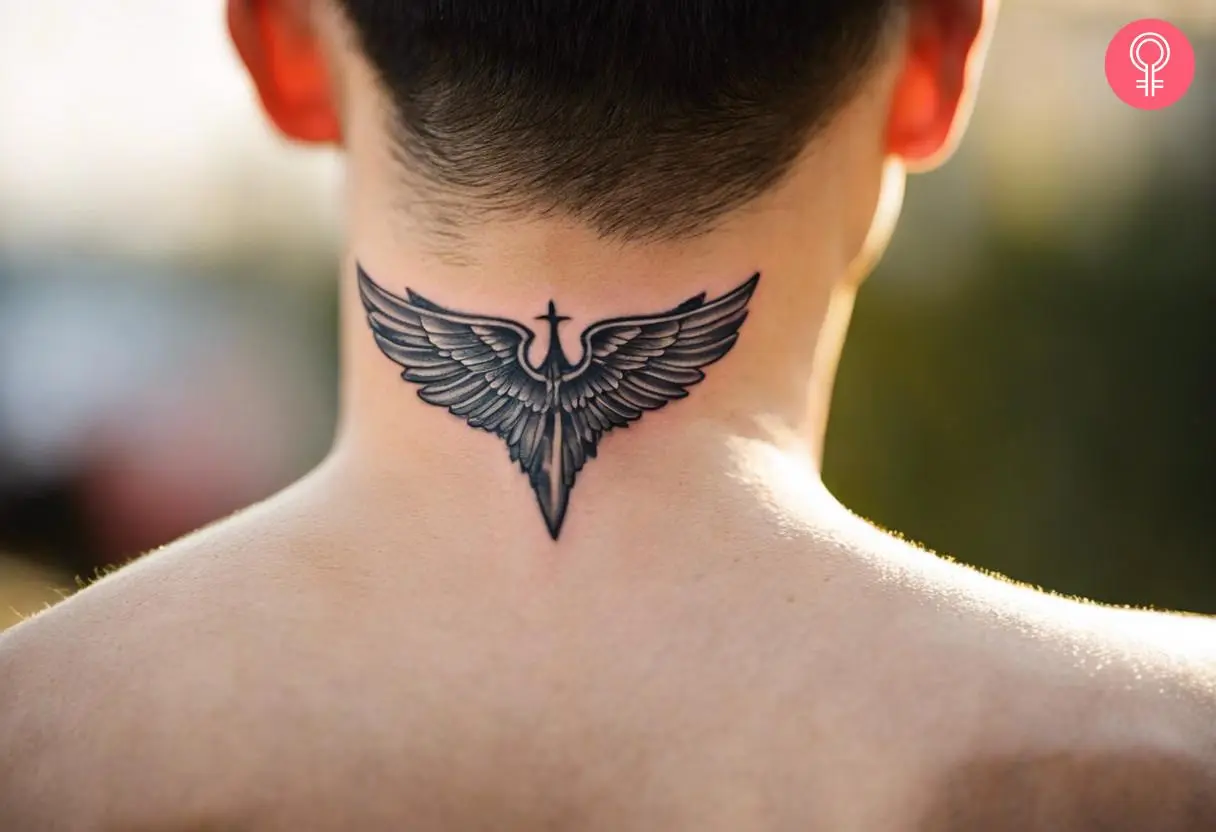 Cross with wings tattoos for men 0070