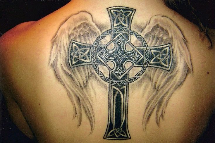 Cross with wings tattoos for men 0073