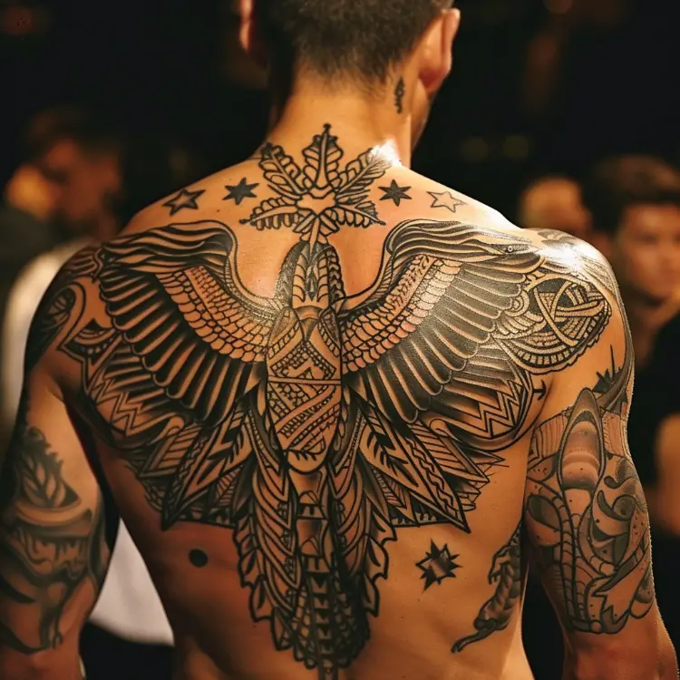 Cross with wings tattoos for men 0086