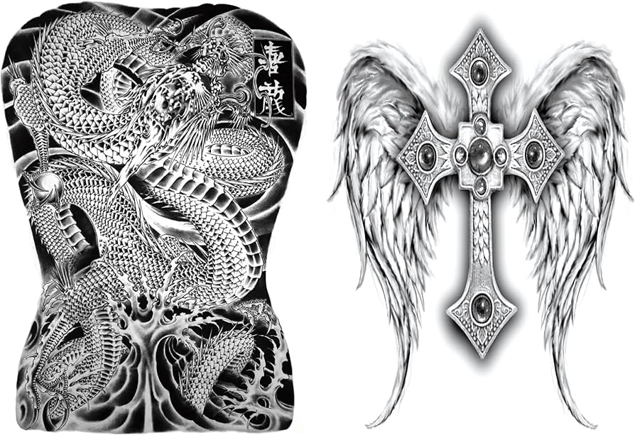 Cross with wings tattoos for men 0091