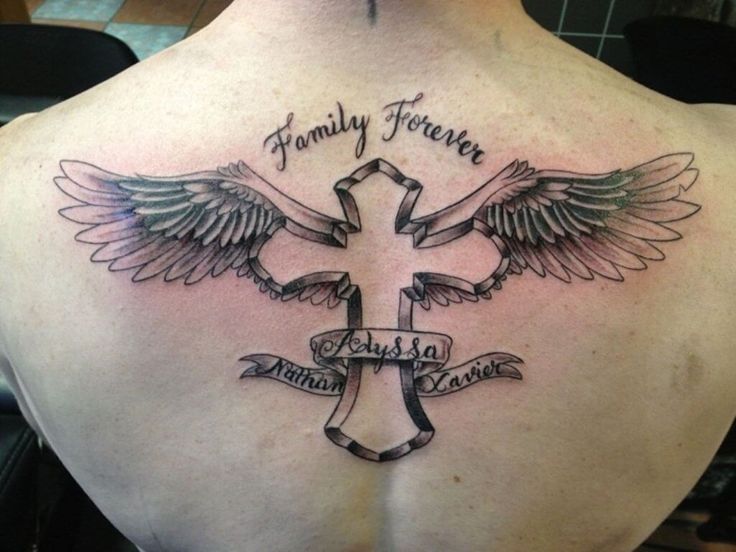 Cross with wings tattoos for men 0092