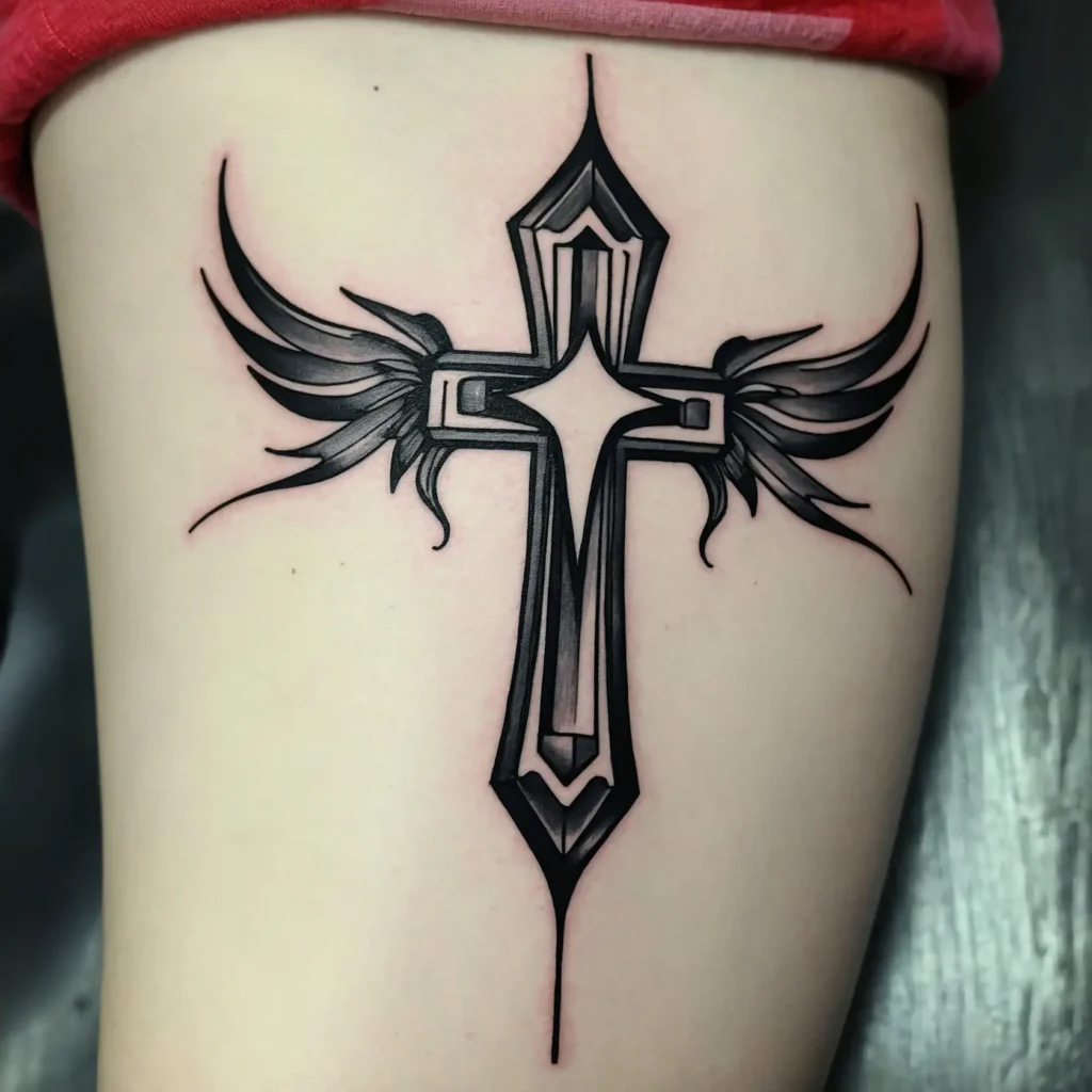 Cross with wings tattoos inspiration for men