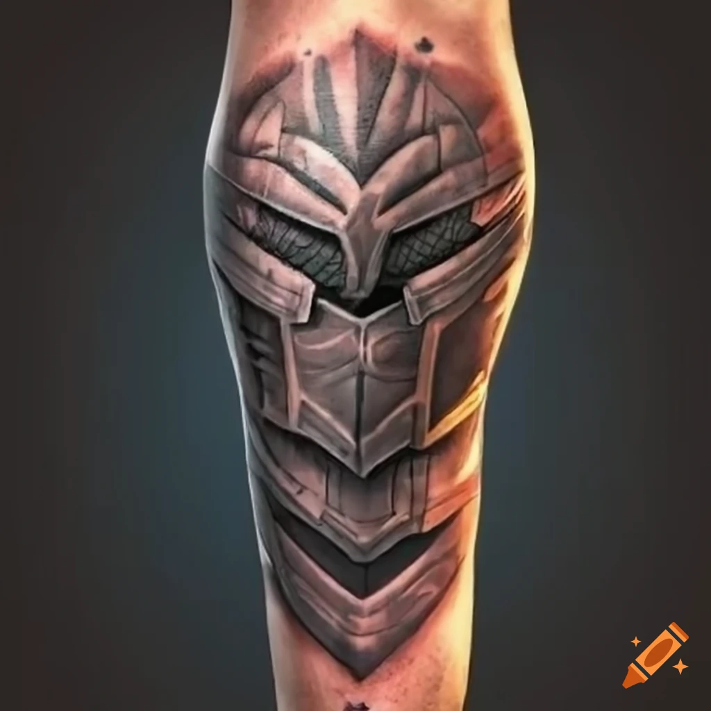 culture-inspired armor sleeve tattoos for men