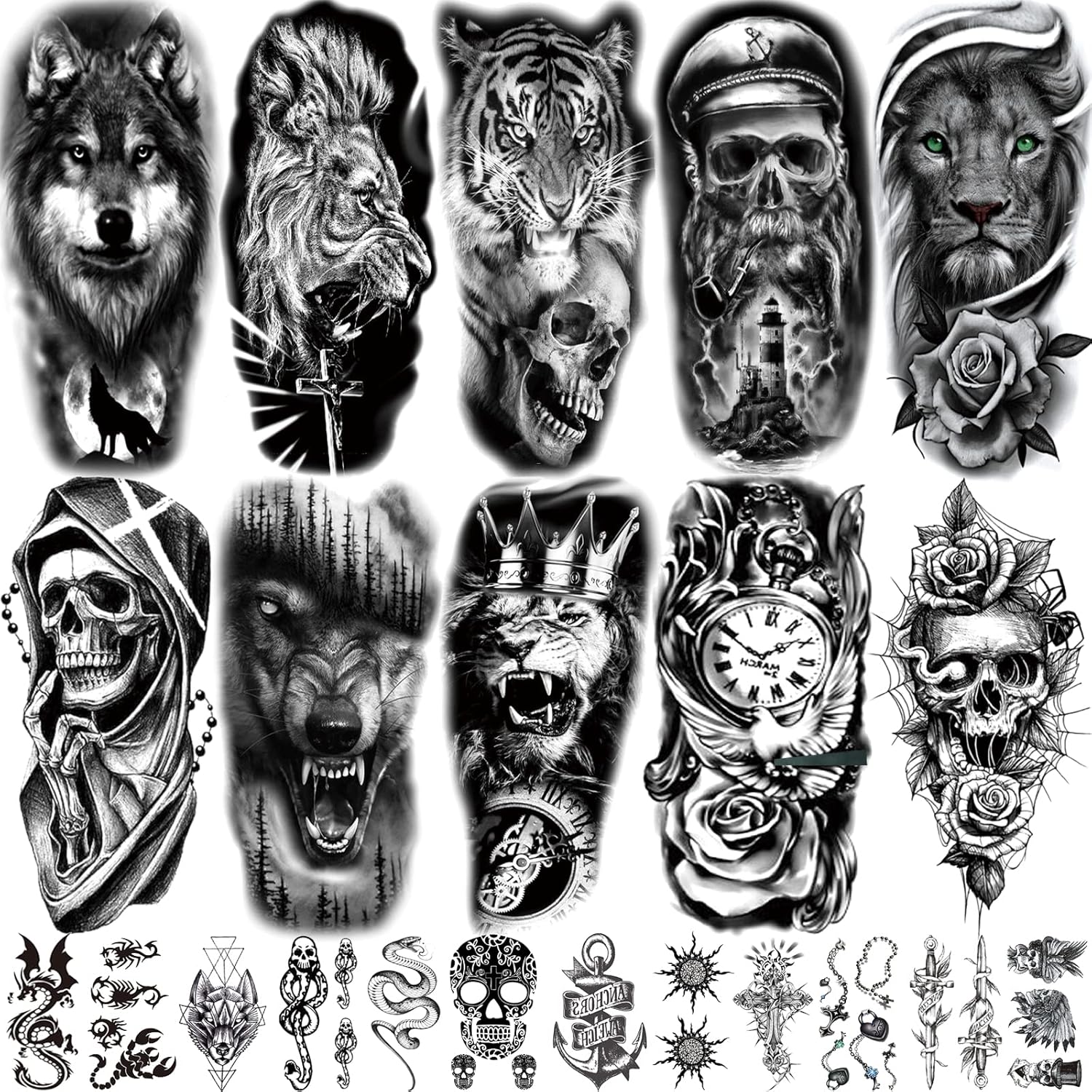 custom animal sleeve tattoos for men