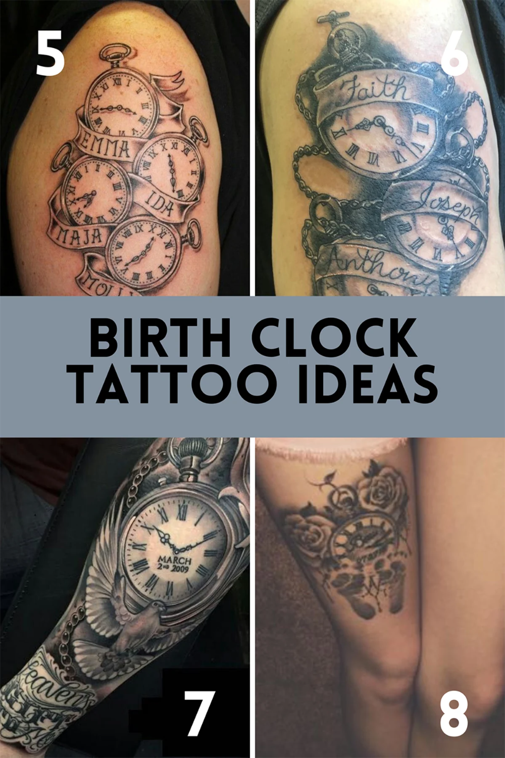 custom birth clock tattoos for men