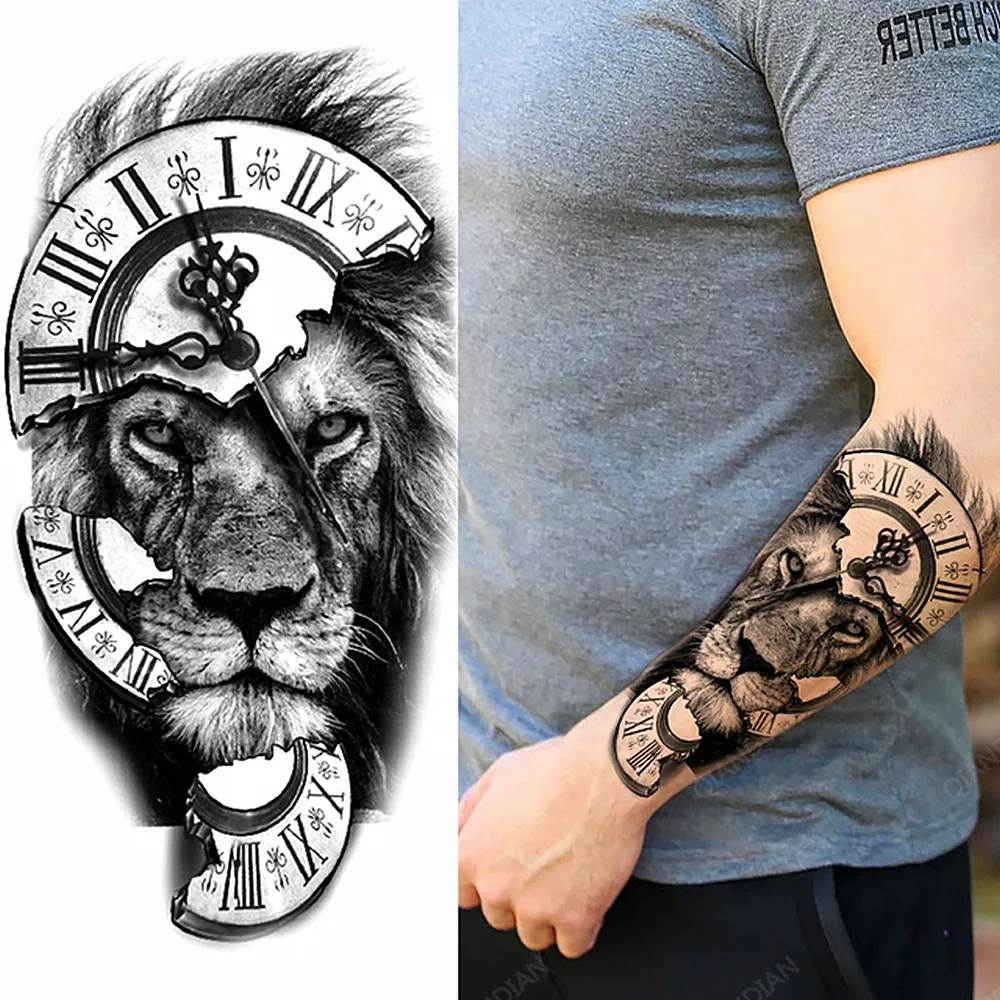 custom clock inner forearm tattoos for men