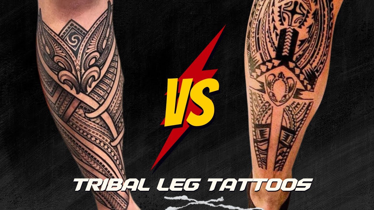 custom tribal leg tattoos for men